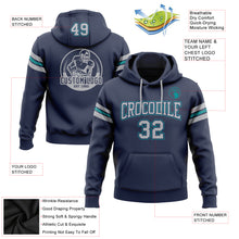 Load image into Gallery viewer, Custom Stitched Navy Gray-Teal Football Pullover Sweatshirt Hoodie