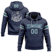Load image into Gallery viewer, Custom Stitched Navy Gray-Teal Football Pullover Sweatshirt Hoodie