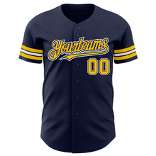 Load image into Gallery viewer, Custom Navy Gold-White Authentic Baseball Jersey
