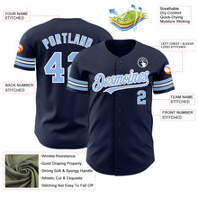 Load image into Gallery viewer, Custom Navy Light Blue-White Authentic Baseball Jersey