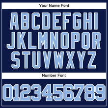 Load image into Gallery viewer, Custom Navy Light Blue-White Authentic Baseball Jersey