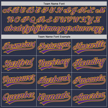Load image into Gallery viewer, Custom Navy Purple-Gold Authentic Throwback Baseball Jersey