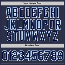 Load image into Gallery viewer, Custom Navy Light Blue-White Authentic Throwback Baseball Jersey