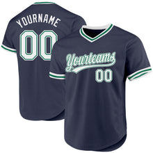 Load image into Gallery viewer, Custom Navy White-Kelly Green Authentic Throwback Baseball Jersey