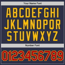 Load image into Gallery viewer, Custom Navy Red-Gold Authentic Throwback Baseball Jersey