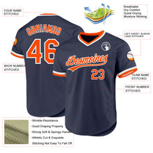 Load image into Gallery viewer, Custom Navy Orange-White Authentic Throwback Baseball Jersey
