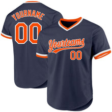 Load image into Gallery viewer, Custom Navy Orange-White Authentic Throwback Baseball Jersey