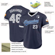 Load image into Gallery viewer, Custom Navy Gray Blue-White Authentic Throwback Baseball Jersey