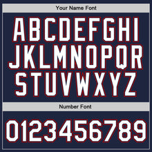 Load image into Gallery viewer, Custom Navy White-Red Authentic Throwback Basketball Jersey