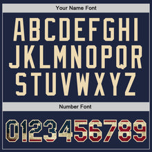 Load image into Gallery viewer, Custom Navy Vintage USA Flag Cream-Red Authentic Throwback Basketball Jersey