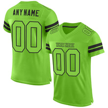 Load image into Gallery viewer, Custom Neon Green Neon Green-Black Mesh Authentic Football Jersey