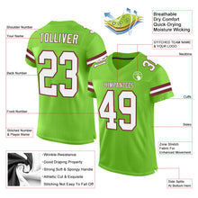 Load image into Gallery viewer, Custom Neon Green White-Burgundy Mesh Authentic Football Jersey