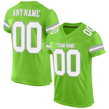 Load image into Gallery viewer, Custom Neon Green White-Gray Mesh Authentic Football Jersey