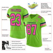 Load image into Gallery viewer, Custom Neon Green Pink-Navy Mesh Authentic Football Jersey