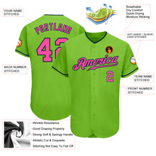 Load image into Gallery viewer, Custom Neon Green Pink-Navy Authentic Baseball Jersey