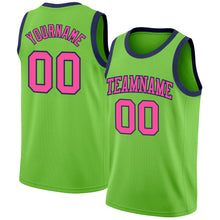 Load image into Gallery viewer, Custom Neon Green Pink-Navy Authentic Basketball Jersey