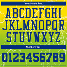 Load image into Gallery viewer, Custom Neon Green Royal-Gold Round Neck Sublimation Basketball Suit Jersey