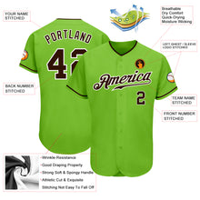 Load image into Gallery viewer, Custom Neon Green Brown-White Authentic Baseball Jersey