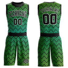 Load image into Gallery viewer, Custom Neon Green Black-White Round Neck Sublimation Basketball Suit Jersey