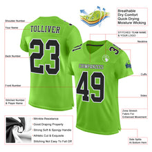 Load image into Gallery viewer, Custom Neon Green Black-White Mesh Authentic Football Jersey