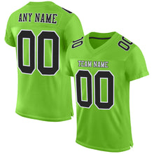 Load image into Gallery viewer, Custom Neon Green Black-White Mesh Authentic Football Jersey