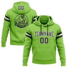 Load image into Gallery viewer, Custom Stitched Neon Green Black-White Football Pullover Sweatshirt Hoodie