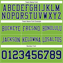 Load image into Gallery viewer, Custom Stitched Neon Green Navy-White Football Pullover Sweatshirt Hoodie