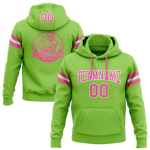 Load image into Gallery viewer, Custom Stitched Neon Green Pink-White Football Pullover Sweatshirt Hoodie