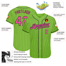 Load image into Gallery viewer, Custom Neon Green Black Pinstripe Pink-Black Authentic Baseball Jersey