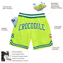 Load image into Gallery viewer, Custom Neon Green Kelly Green-White Authentic Throwback Basketball Shorts