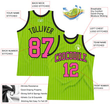 Load image into Gallery viewer, Custom Neon Green White Pinstripe Pink-Black Authentic Basketball Jersey
