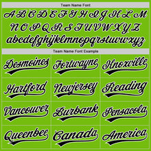 Load image into Gallery viewer, Custom Neon Green Black Pinstripe Black-White Authentic Baseball Jersey