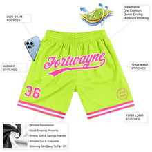 Load image into Gallery viewer, Custom Neon Green Pink-White Authentic Throwback Basketball Shorts
