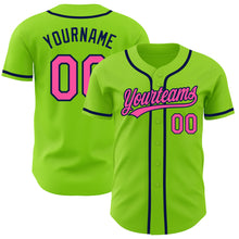 Load image into Gallery viewer, Custom Neon Green Pink-Navy Authentic Baseball Jersey