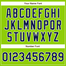 Load image into Gallery viewer, Custom Neon Green Navy-White Authentic Baseball Jersey