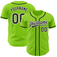 Load image into Gallery viewer, Custom Neon Green Black-White Authentic Baseball Jersey