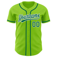 Load image into Gallery viewer, Custom Neon Green Kelly Green-White Authentic Baseball Jersey