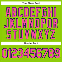 Load image into Gallery viewer, Custom Neon Green Navy Pinstripe Pink Authentic Baseball Jersey