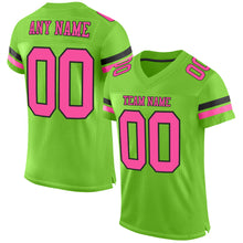 Load image into Gallery viewer, Custom Neon Green Pink-Black Mesh Authentic Football Jersey