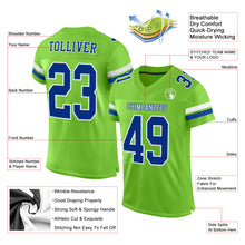 Load image into Gallery viewer, Custom Neon Green Royal-White Mesh Authentic Football Jersey