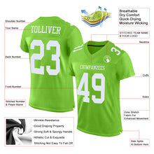 Load image into Gallery viewer, Custom Neon Green White Mesh Authentic Football Jersey