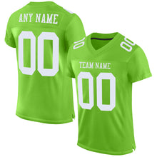 Load image into Gallery viewer, Custom Neon Green White Mesh Authentic Football Jersey