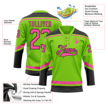 Load image into Gallery viewer, Custom Neon Green Pink-Black Hockey Lace Neck Jersey