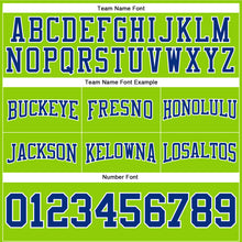 Load image into Gallery viewer, Custom Stitched Neon Green Royal-White Football Pullover Sweatshirt Hoodie