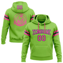 Load image into Gallery viewer, Custom Stitched Neon Green Pink-Navy Football Pullover Sweatshirt Hoodie