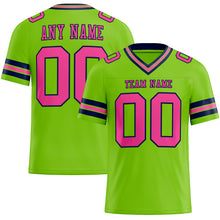 Load image into Gallery viewer, Custom Neon Green Pink-Navy Authentic Football Jersey