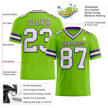 Load image into Gallery viewer, Custom Neon Green White-Purple Authentic Football Jersey