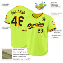 Load image into Gallery viewer, Custom Neon Green Black-Gold Authentic Throwback Baseball Jersey