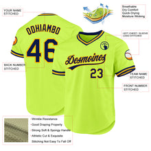 Load image into Gallery viewer, Custom Neon Green Navy-Gold Authentic Throwback Baseball Jersey