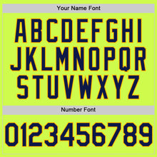 Load image into Gallery viewer, Custom Neon Green Navy-Gold Authentic Throwback Baseball Jersey